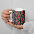 Australia Sturt's Desert Pea Ceramic Mug Aussie Native Flowers Indigenous Art - Aussie Hoodie