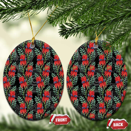 Australia Sturt's Desert Pea Ceramic Ornament Aussie Native Flowers Indigenous Art - Aussie Hoodie