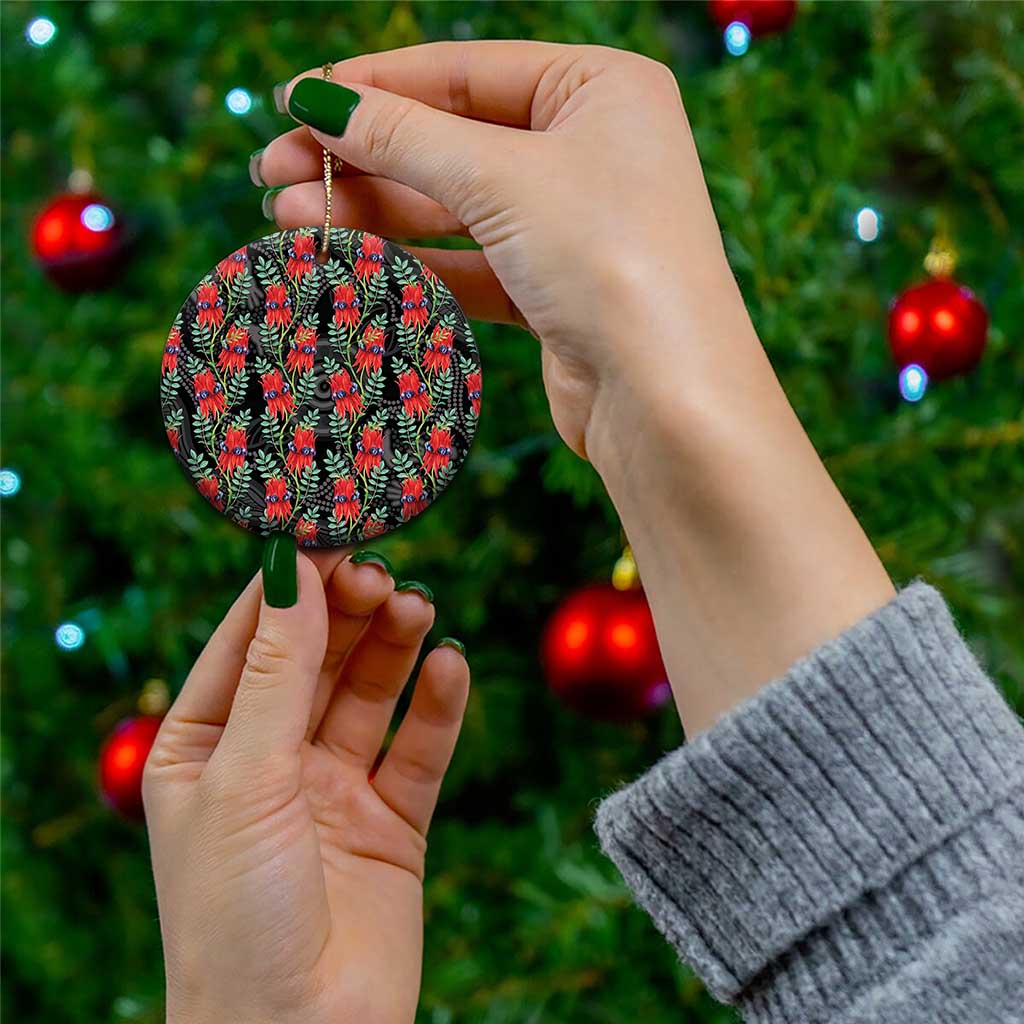 Australia Sturt's Desert Pea Ceramic Ornament Aussie Native Flowers Indigenous Art - Aussie Hoodie