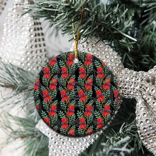 Australia Sturt's Desert Pea Ceramic Ornament Aussie Native Flowers Indigenous Art - Aussie Hoodie