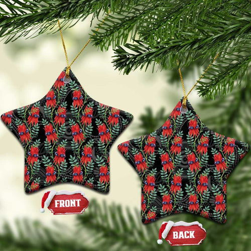 Australia Sturt's Desert Pea Ceramic Ornament Aussie Native Flowers Indigenous Art - Aussie Hoodie