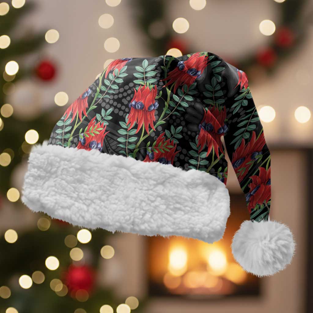 Australia Sturt's Desert Pea Christmas Santa Hat Aussie Native Flowers Indigenous Art - Aussie Hoodie