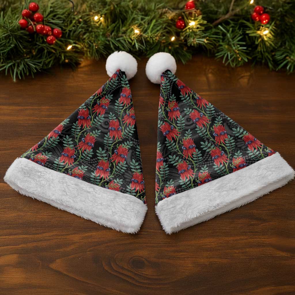 Australia Sturt's Desert Pea Christmas Santa Hat Aussie Native Flowers Indigenous Art - Aussie Hoodie