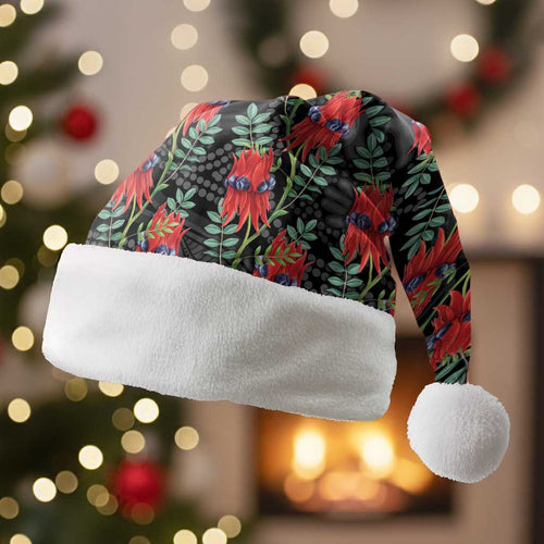 Australia Sturt's Desert Pea Christmas Santa Hat Aussie Native Flowers Indigenous Art - Aussie Hoodie