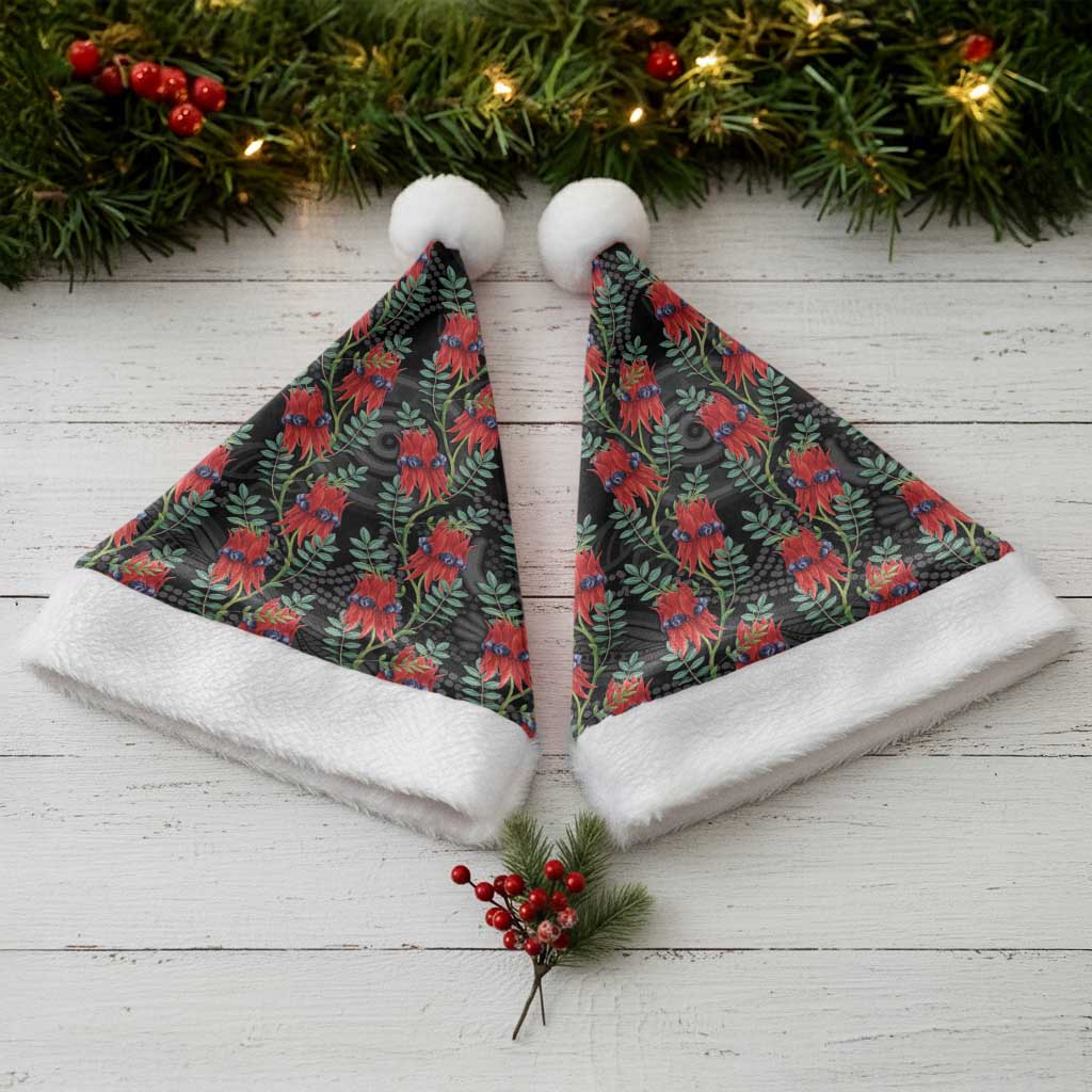 Australia Sturt's Desert Pea Christmas Santa Hat Aussie Native Flowers Indigenous Art - Aussie Hoodie