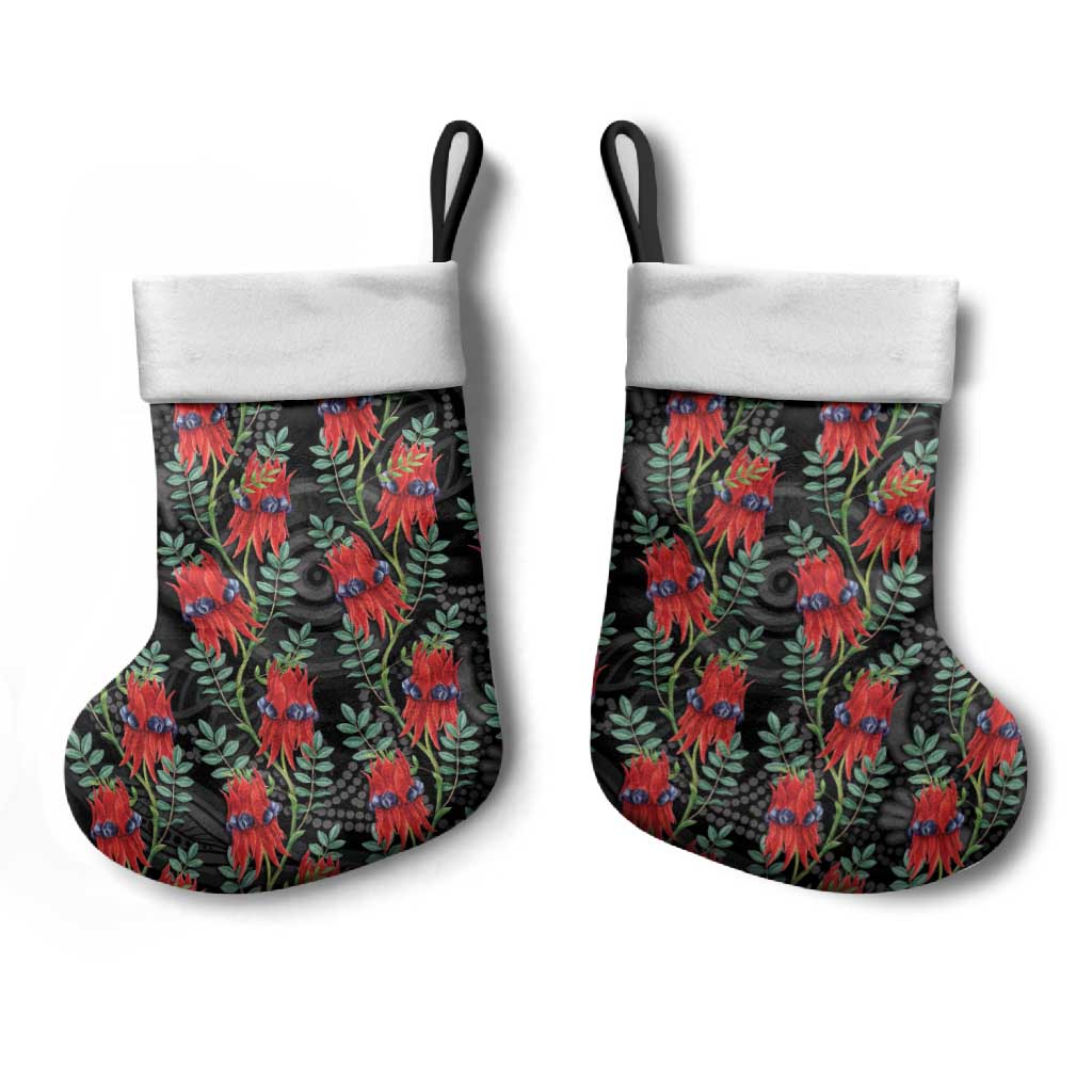 Australia Sturt's Desert Pea Christmas Stocking Aussie Native Flowers Indigenous Art - Aussie Hoodie