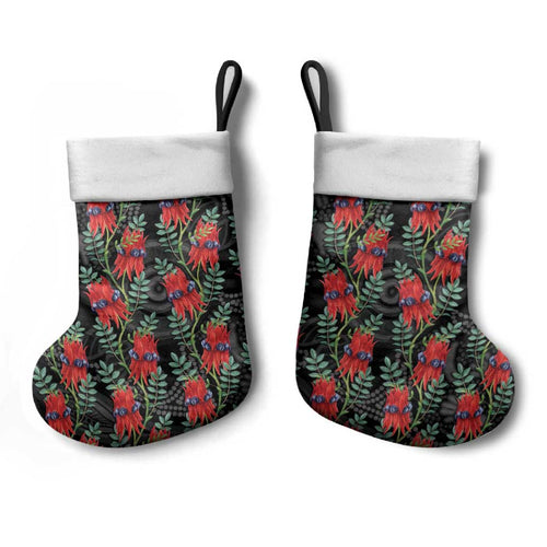 Australia Sturt's Desert Pea Christmas Stocking Aussie Native Flowers Indigenous Art - Aussie Hoodie