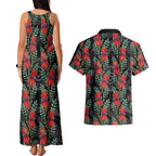 Australia Sturt's Desert Pea Couples Matching Tank Maxi Dress and Hawaiian Shirt Aussie Native Flowers Indigenous Art - Aussie Hoodie