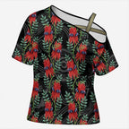 Australia Sturt's Desert Pea Cross Shoulder Shirt Aussie Native Flowers Indigenous Art - Aussie Hoodie