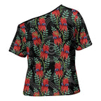 Australia Sturt's Desert Pea Cross Shoulder Shirt Aussie Native Flowers Indigenous Art - Aussie Hoodie
