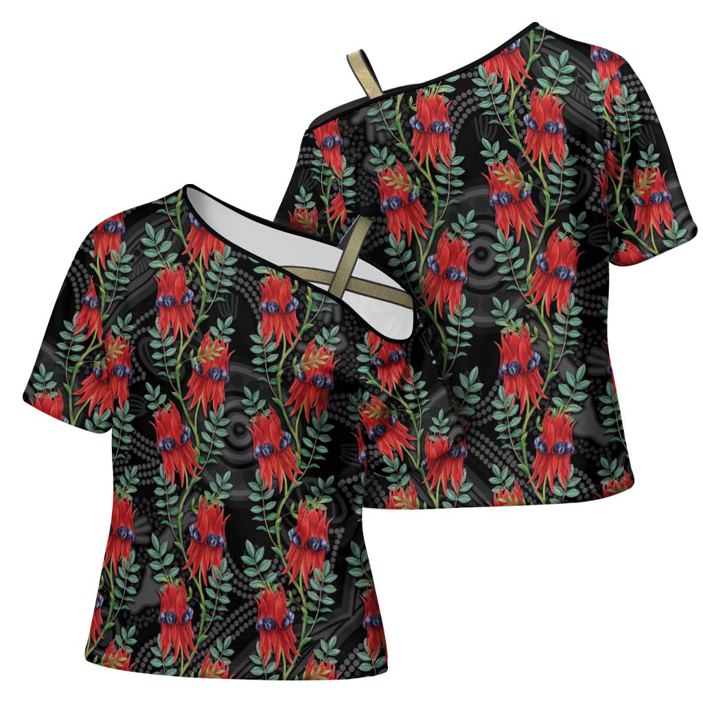 Australia Sturt's Desert Pea Cross Shoulder Shirt Aussie Native Flowers Indigenous Art - Aussie Hoodie
