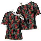 Australia Sturt's Desert Pea Cross Shoulder Shirt Aussie Native Flowers Indigenous Art - Aussie Hoodie