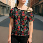 Australia Sturt's Desert Pea Cross Shoulder Shirt Aussie Native Flowers Indigenous Art - Aussie Hoodie