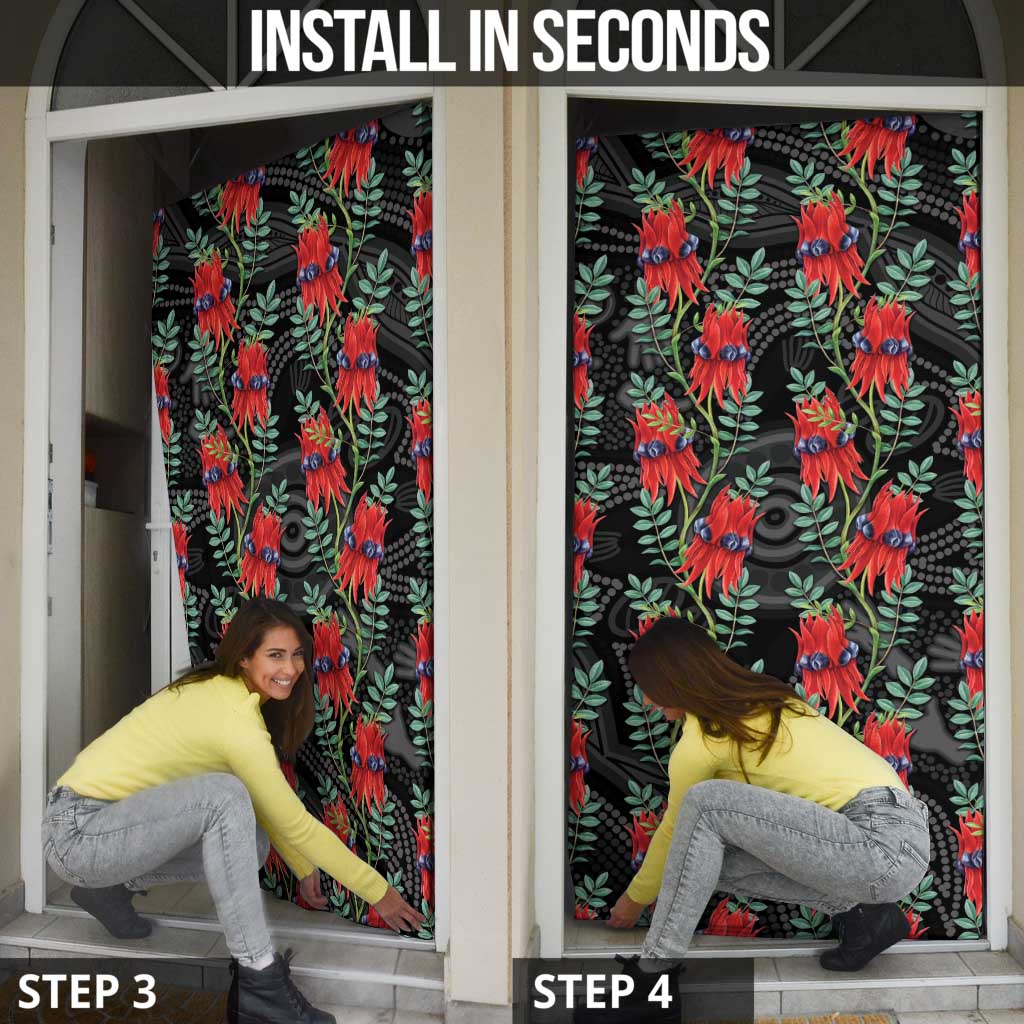 Australia Sturt's Desert Pea Door Cover Aussie Native Flowers Indigenous Art - Aussie Hoodie