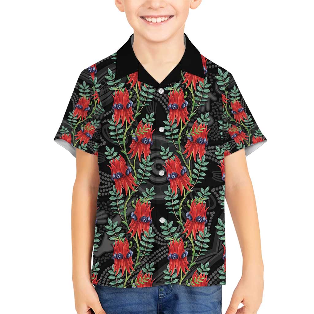 Australia Sturt's Desert Pea Family Matching Long Sleeve Bodycon Dress and Hawaiian Shirt Aussie Native Flowers Indigenous Art - Aussie Hoodie