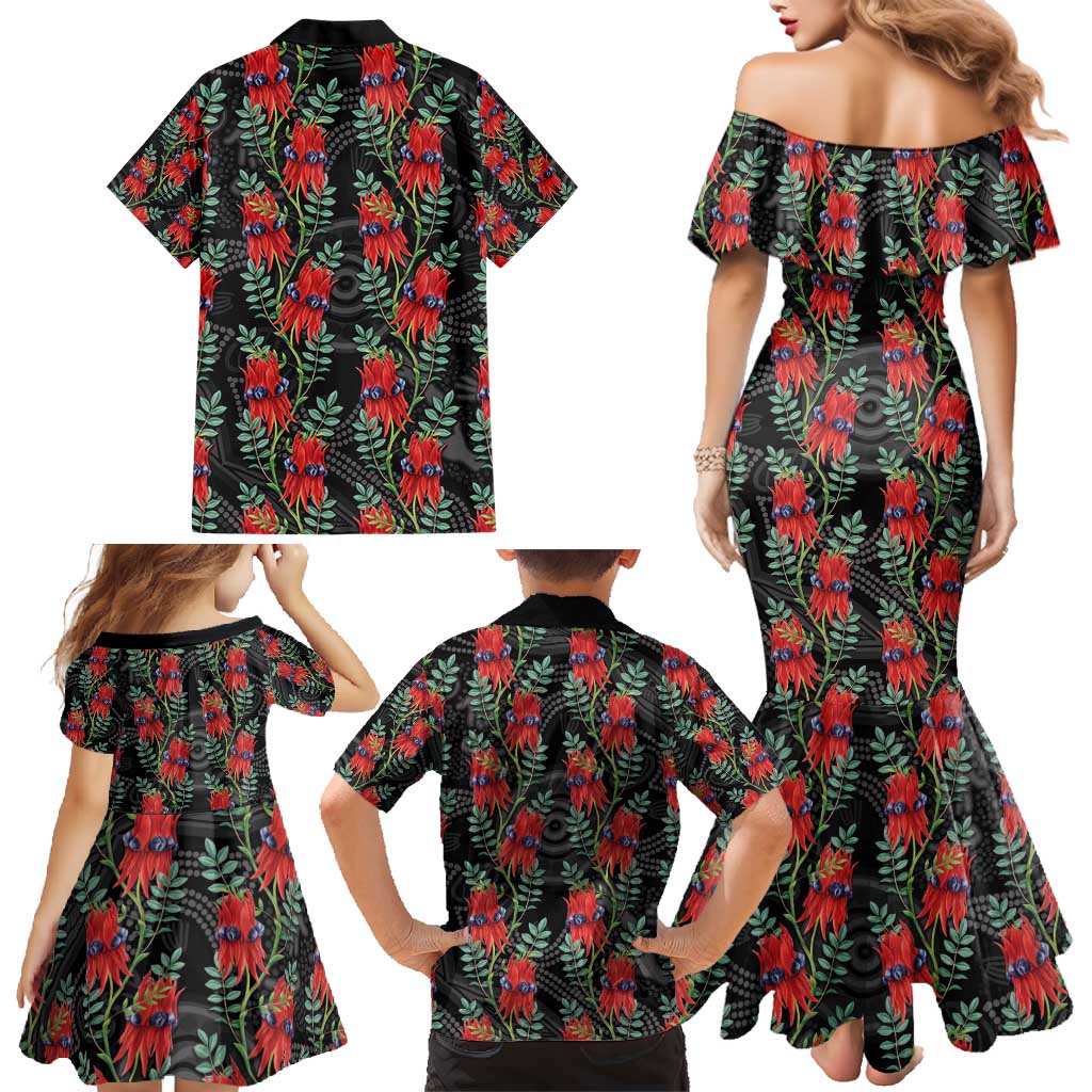 Australia Sturt's Desert Pea Family Matching Mermaid Dress and Hawaiian Shirt Aussie Native Flowers Indigenous Art - Aussie Hoodie