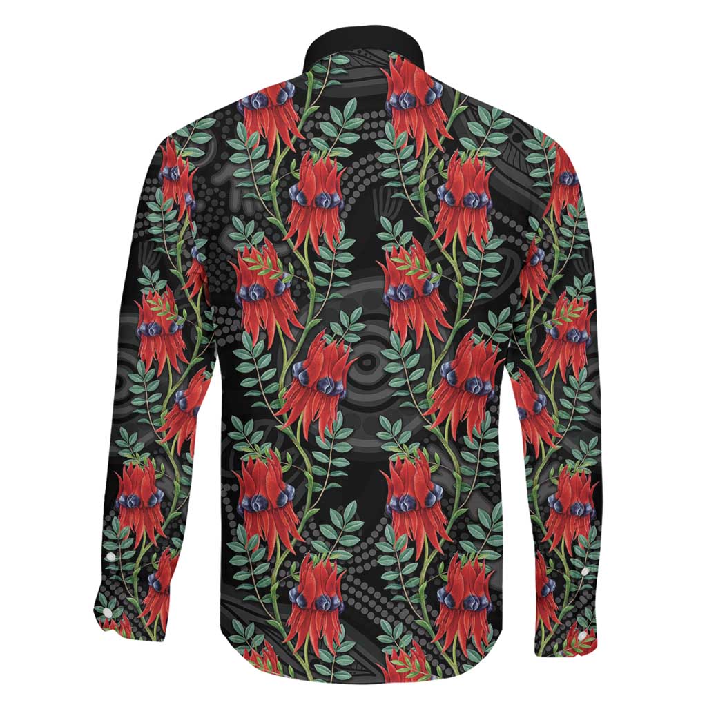 Australia Sturt's Desert Pea Family Matching Off The Shoulder Long Sleeve Dress and Hawaiian Shirt Aussie Native Flowers Indigenous Art - Aussie Hoodie