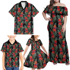 Australia Sturt's Desert Pea Family Matching Off Shoulder Maxi Dress and Hawaiian Shirt Aussie Native Flowers Indigenous Art - Aussie Hoodie