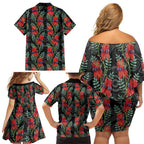 Australia Sturt's Desert Pea Family Matching Off Shoulder Short Dress and Hawaiian Shirt Aussie Native Flowers Indigenous Art - Aussie Hoodie