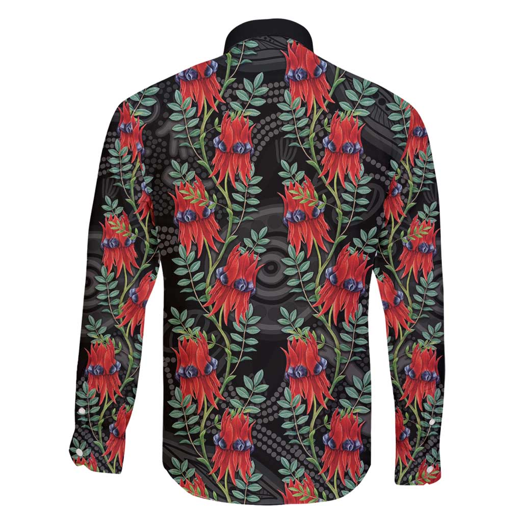 Australia Sturt's Desert Pea Family Matching Off Shoulder Short Dress and Hawaiian Shirt Aussie Native Flowers Indigenous Art - Aussie Hoodie