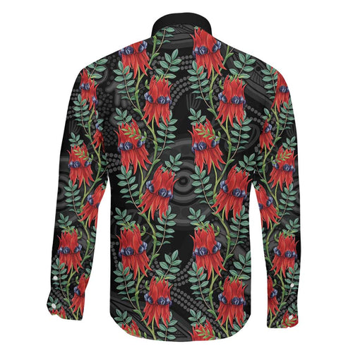 Australia Sturt's Desert Pea Family Matching Off Shoulder Short Dress and Hawaiian Shirt Aussie Native Flowers Indigenous Art - Aussie Hoodie