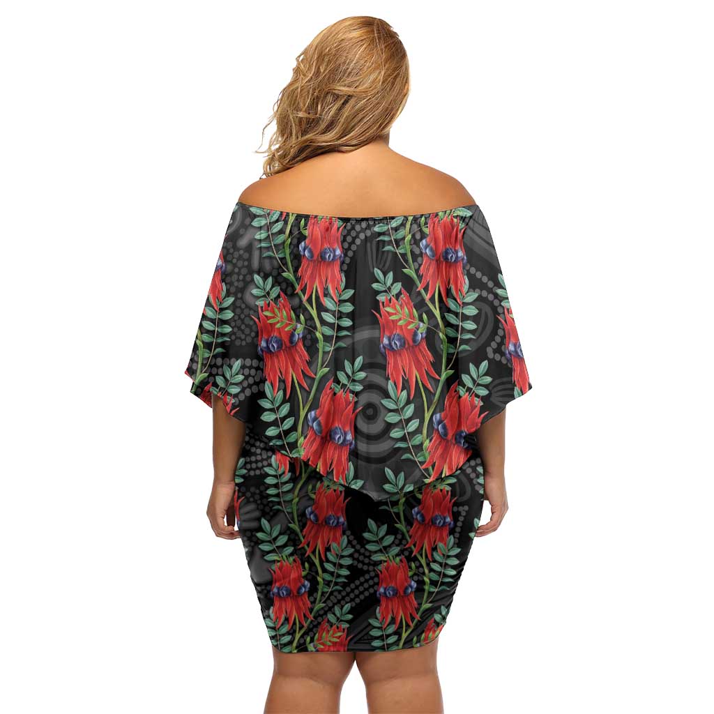 Australia Sturt's Desert Pea Family Matching Off Shoulder Short Dress and Hawaiian Shirt Aussie Native Flowers Indigenous Art - Aussie Hoodie