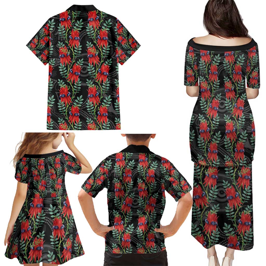 Australia Sturt's Desert Pea Family Matching Puletasi and Hawaiian Shirt Aussie Native Flowers Indigenous Art - Aussie Hoodie