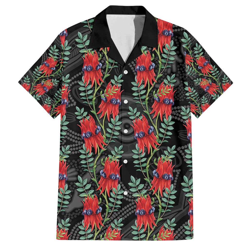 Australia Sturt's Desert Pea Family Matching Puletasi and Hawaiian Shirt Aussie Native Flowers Indigenous Art - Aussie Hoodie