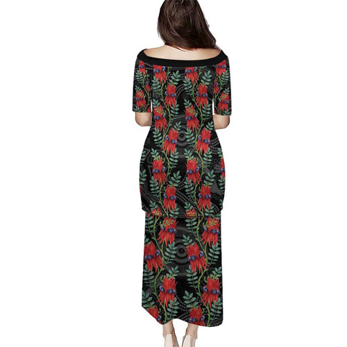 Australia Sturt's Desert Pea Family Matching Puletasi and Hawaiian Shirt Aussie Native Flowers Indigenous Art - Aussie Hoodie