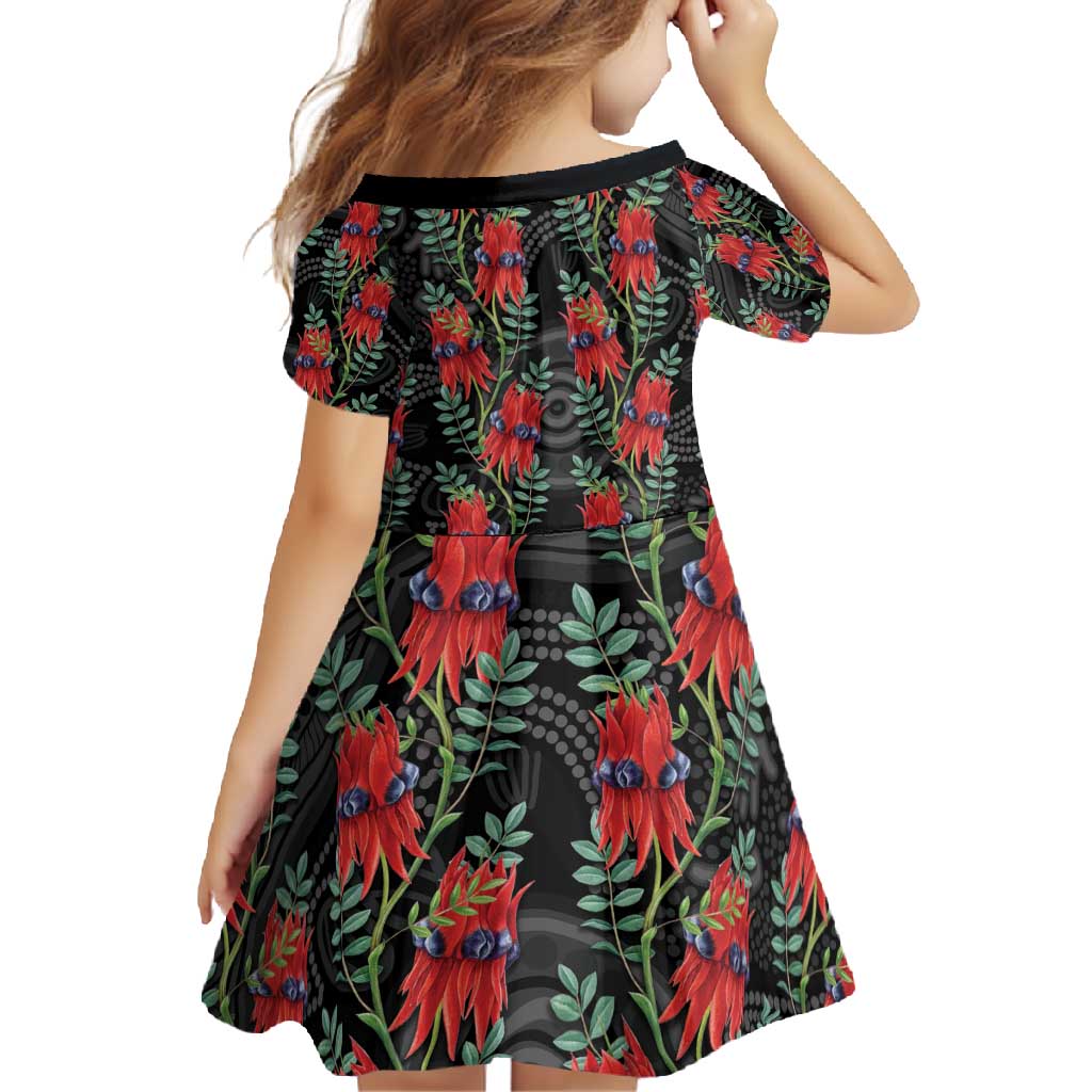 Australia Sturt's Desert Pea Family Matching Short Sleeve Bodycon Dress and Hawaiian Shirt Aussie Native Flowers Indigenous Art - Aussie Hoodie