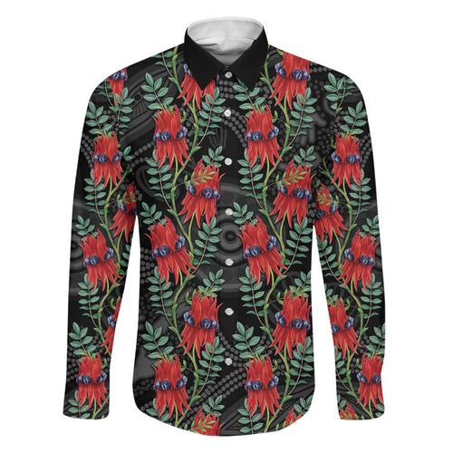 Australia Sturt's Desert Pea Family Matching Short Sleeve Bodycon Dress and Hawaiian Shirt Aussie Native Flowers Indigenous Art - Aussie Hoodie