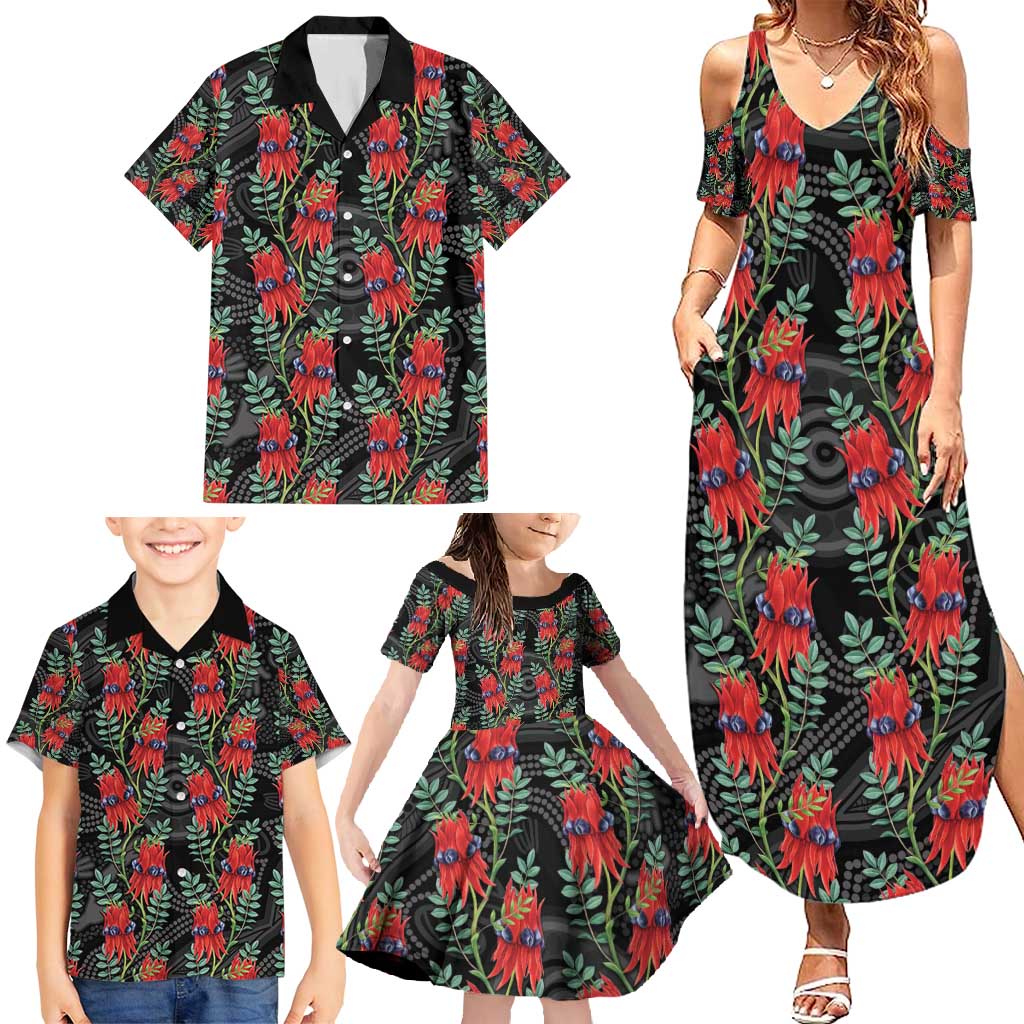 Australia Sturt's Desert Pea Family Matching Summer Maxi Dress and Hawaiian Shirt Aussie Native Flowers Indigenous Art - Aussie Hoodie