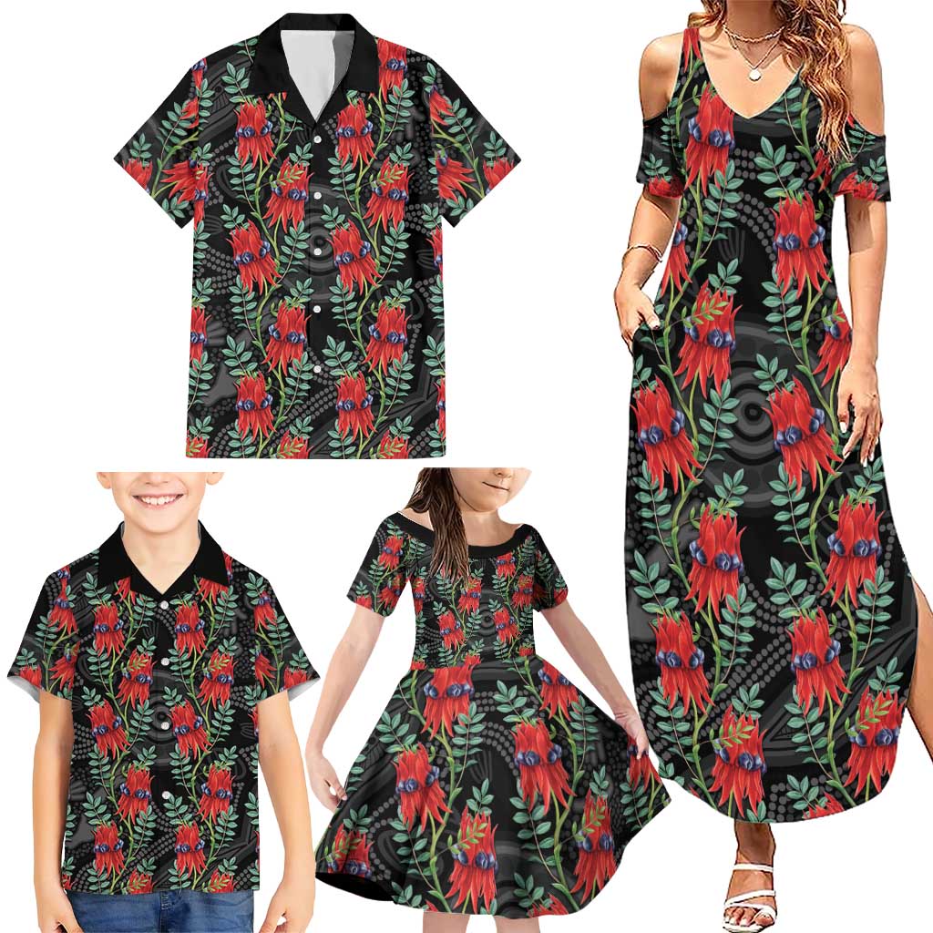 Australia Sturt's Desert Pea Family Matching Summer Maxi Dress and Hawaiian Shirt Aussie Native Flowers Indigenous Art - Aussie Hoodie