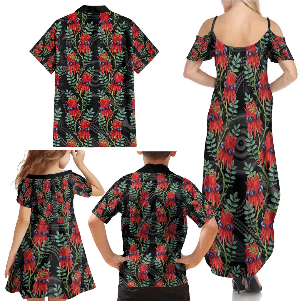 Australia Sturt's Desert Pea Family Matching Summer Maxi Dress and Hawaiian Shirt Aussie Native Flowers Indigenous Art - Aussie Hoodie
