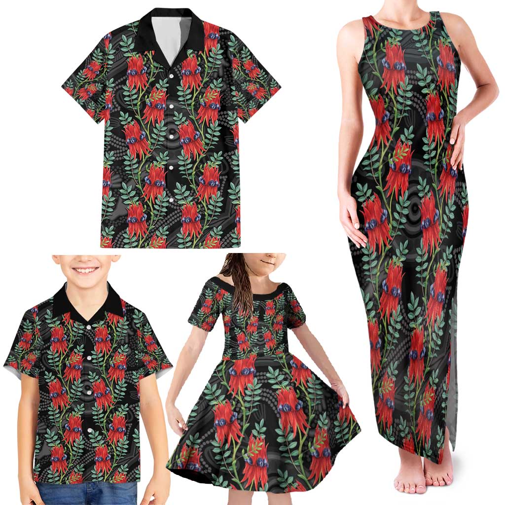 Australia Sturt's Desert Pea Family Matching Tank Maxi Dress and Hawaiian Shirt Aussie Native Flowers Indigenous Art - Aussie Hoodie