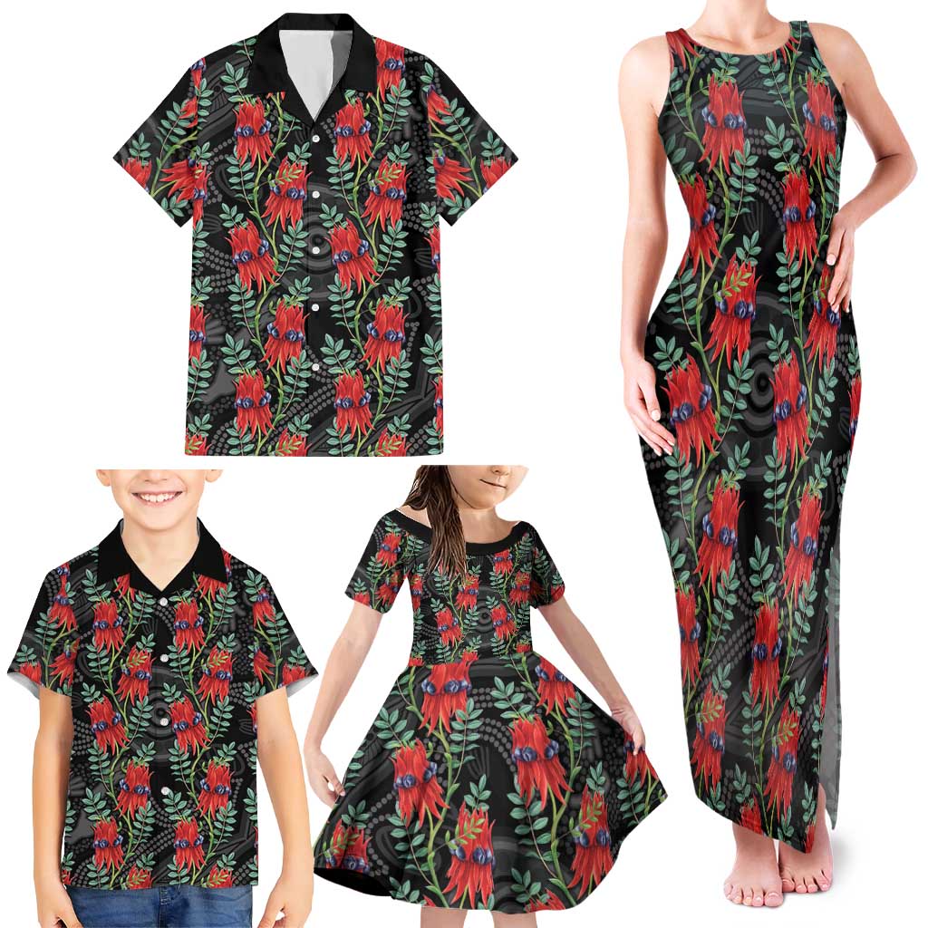 Australia Sturt's Desert Pea Family Matching Tank Maxi Dress and Hawaiian Shirt Aussie Native Flowers Indigenous Art - Aussie Hoodie