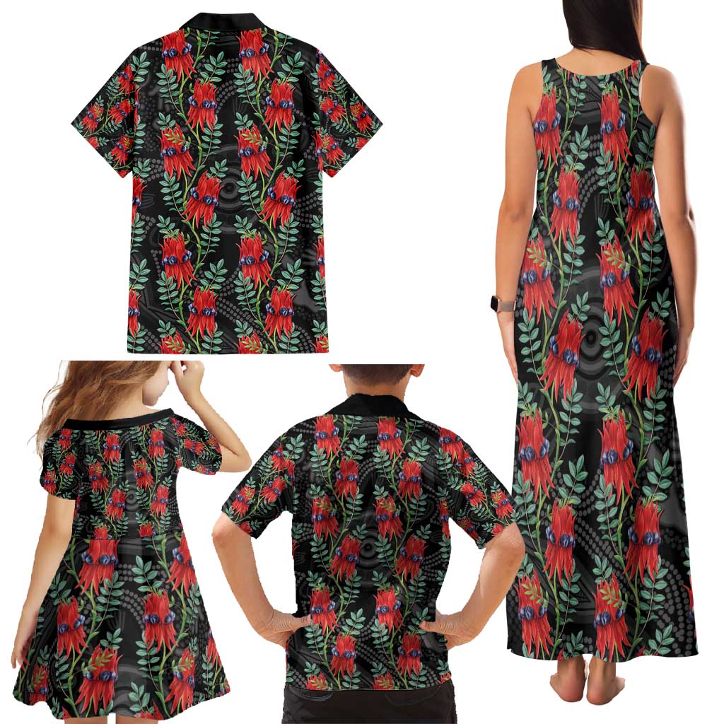 Australia Sturt's Desert Pea Family Matching Tank Maxi Dress and Hawaiian Shirt Aussie Native Flowers Indigenous Art - Aussie Hoodie