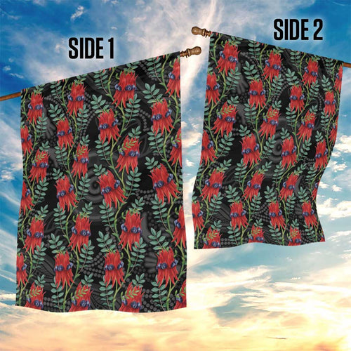 Australia Sturt's Desert Pea Garden Flag Aussie Native Flowers Indigenous Art - Aussie Hoodie