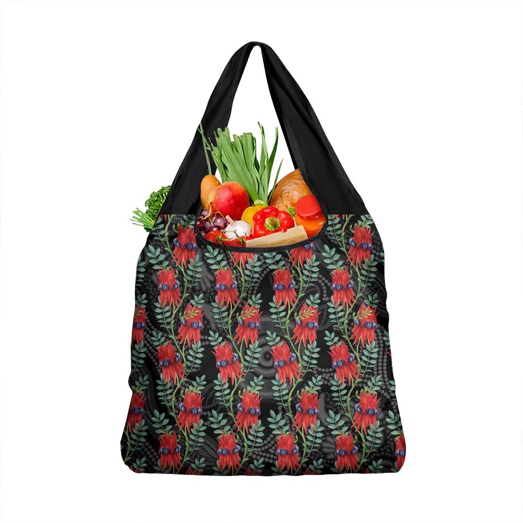 Australia Sturt's Desert Pea Grocery Bag Aussie Native Flowers Indigenous Art - Aussie Hoodie