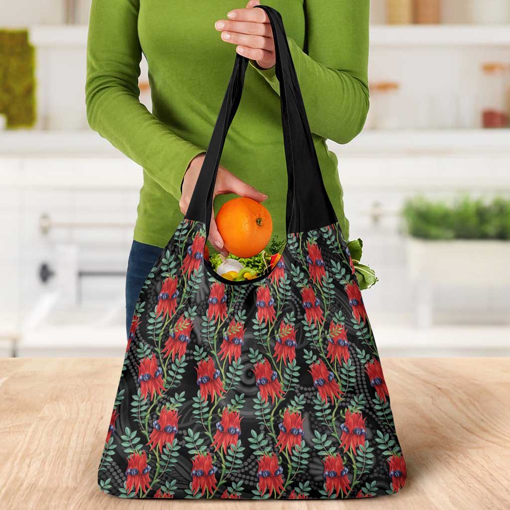 Australia Sturt's Desert Pea Grocery Bag Aussie Native Flowers Indigenous Art - Aussie Hoodie