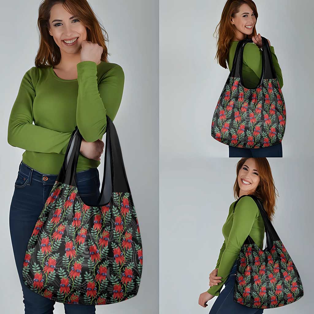 Australia Sturt's Desert Pea Grocery Bag Aussie Native Flowers Indigenous Art - Aussie Hoodie