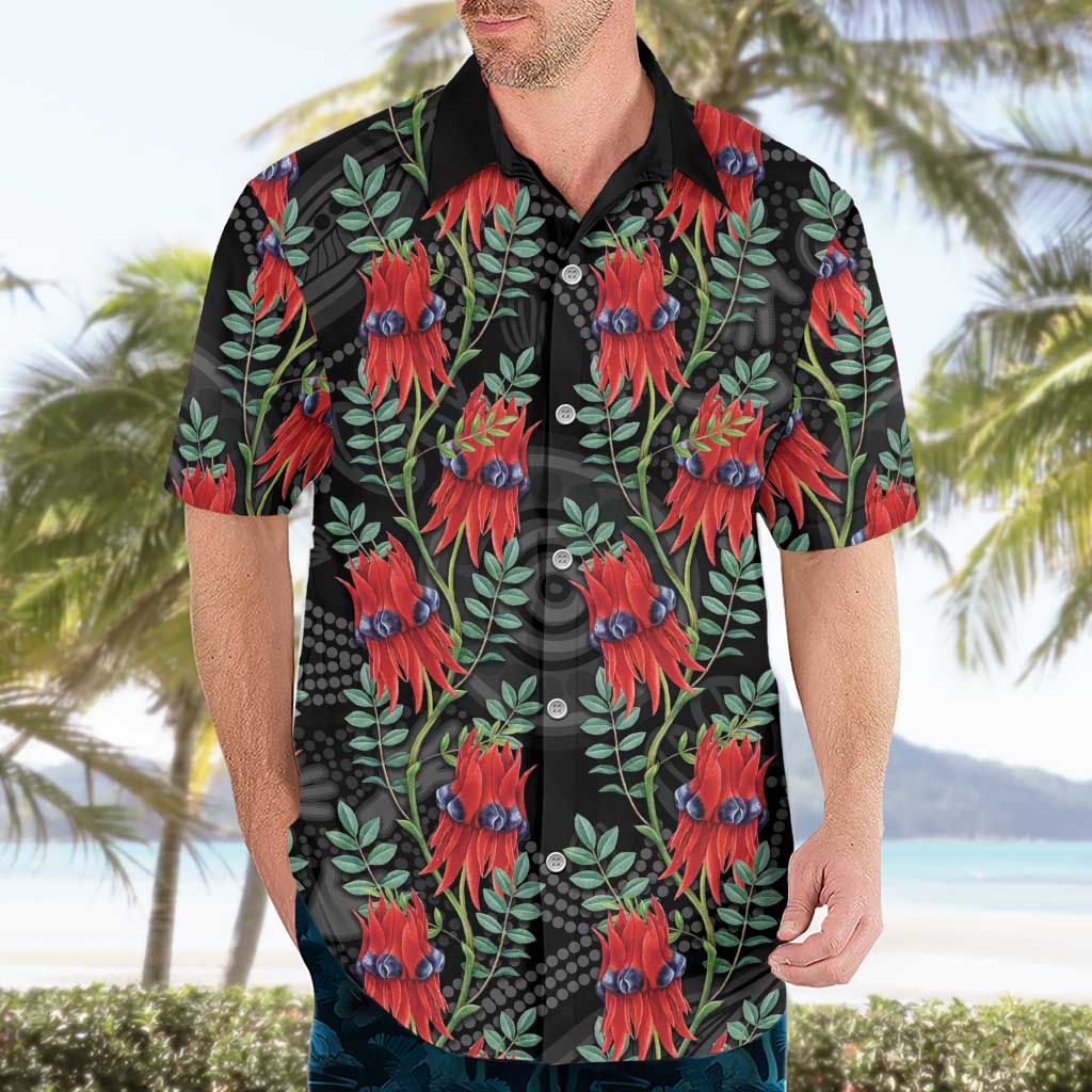 Australia Sturt's Desert Pea Hawaiian Shirt Aussie Native Flowers Indigenous Art - Aussie Hoodie
