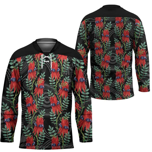 Australia Sturt's Desert Pea Hockey Jersey Aussie Native Flowers Indigenous Art - Aussie Hoodie