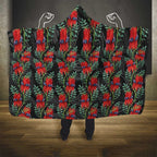 Australia Sturt's Desert Pea Hooded Blanket Aussie Native Flowers Indigenous Art - Aussie Hoodie