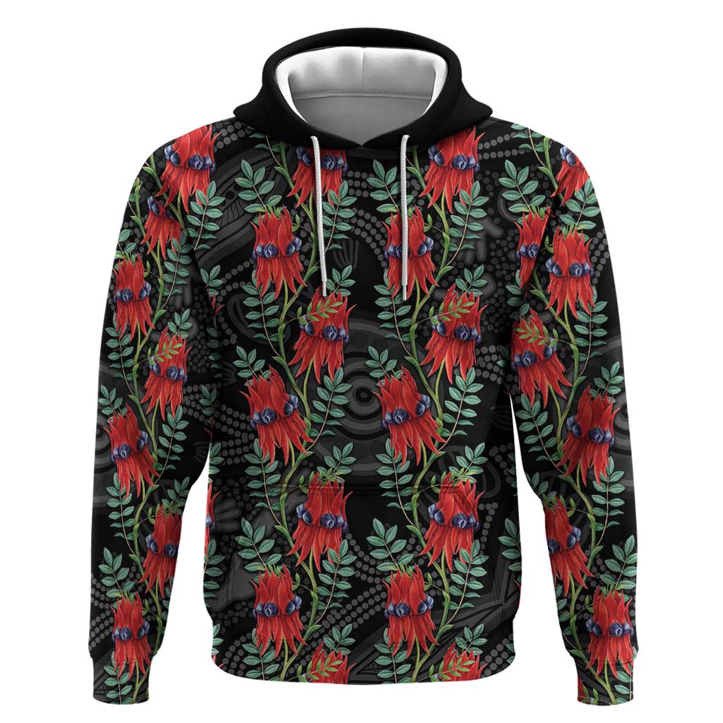 Australia Sturt's Desert Pea Hoodie Aussie Native Flowers Indigenous Art - Aussie Hoodie