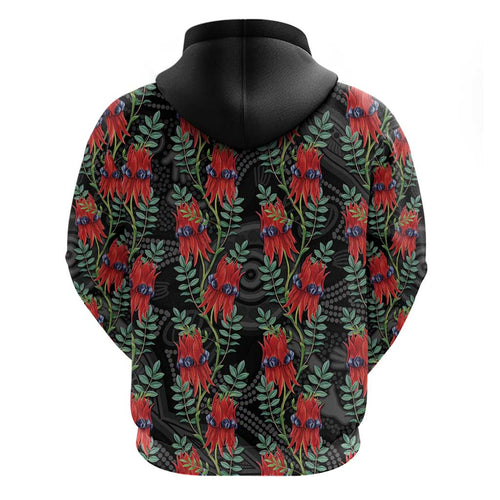 Australia Sturt's Desert Pea Hoodie Aussie Native Flowers Indigenous Art - Aussie Hoodie