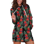Australia Sturt's Desert Pea Hoodie Dress Aussie Native Flowers Indigenous Art - Aussie Hoodie