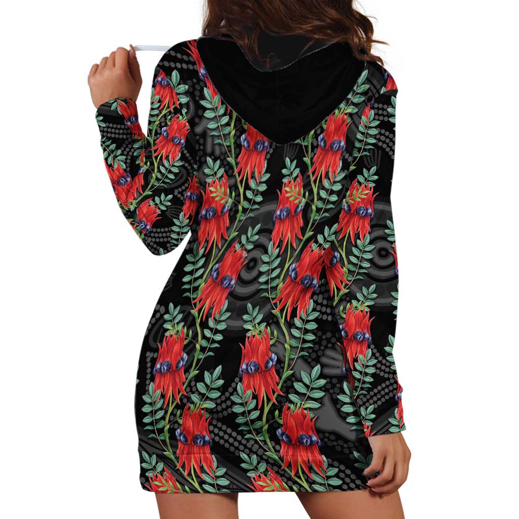Australia Sturt's Desert Pea Hoodie Dress Aussie Native Flowers Indigenous Art - Aussie Hoodie