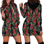 Australia Sturt's Desert Pea Hoodie Dress Aussie Native Flowers Indigenous Art - Aussie Hoodie