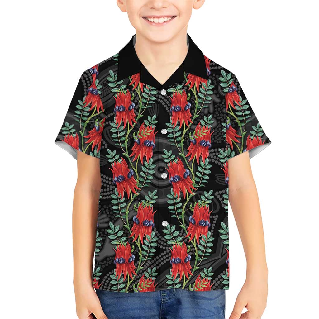 Australia Sturt's Desert Pea Kid Hawaiian Shirt Aussie Native Flowers Indigenous Art - Aussie Hoodie